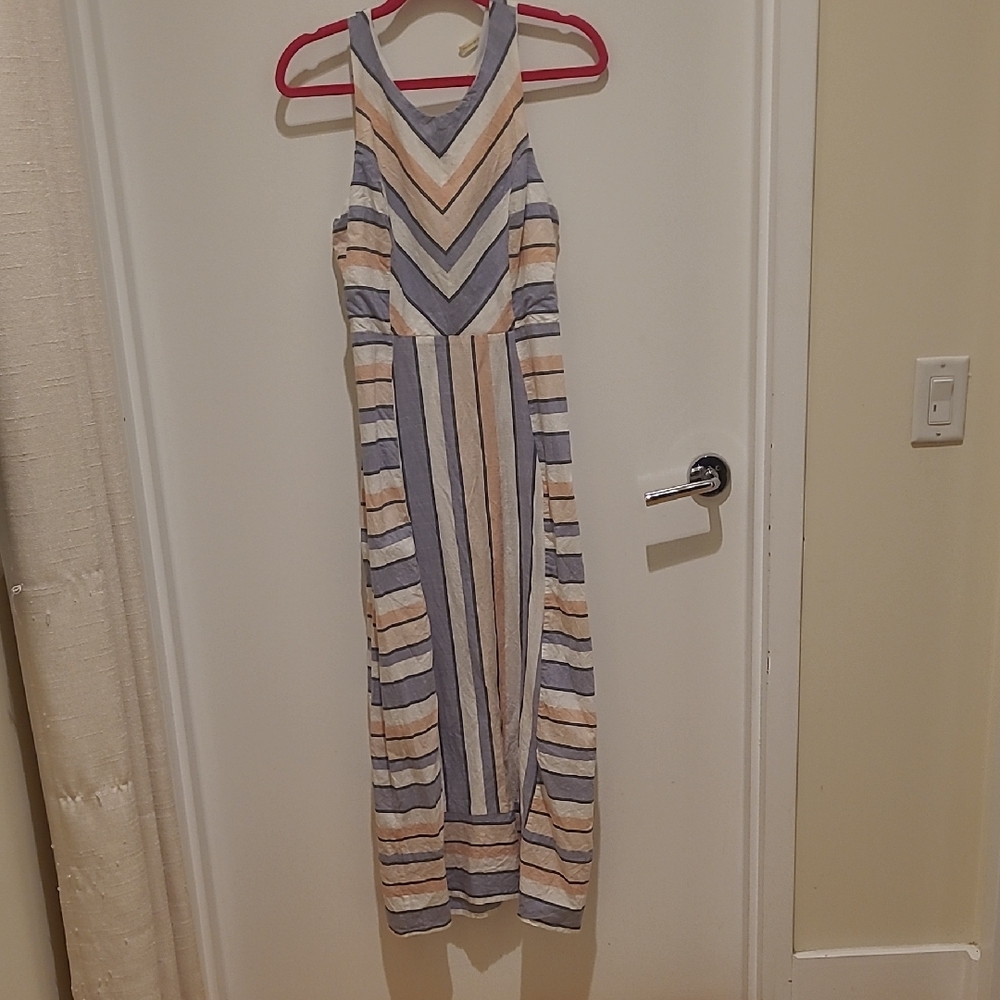 Japna Blue and White Halter Maxi Sundress